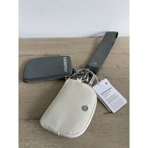 NWT Lululemon Dual Pouch Wristlet Wallet Green Sage Light Ivory